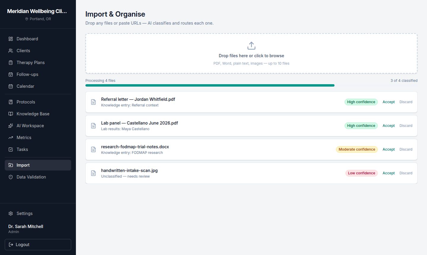 Document import and AI triage